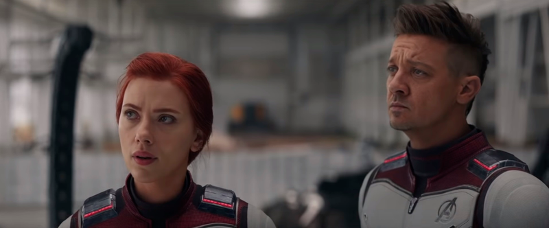 Black Widow y Hawkeye poco antes de saltar en el tiempo.